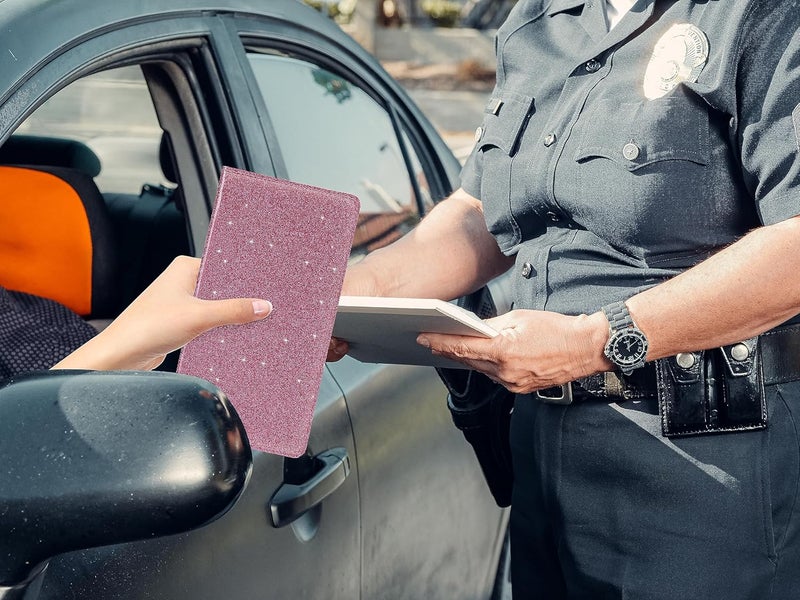 TILDOSAC 2Pack Leather Car Registration and Insurance Card Holder, Car Document Holder for Cards License with Magnetic Shut (Glitter Purple) - Image 5